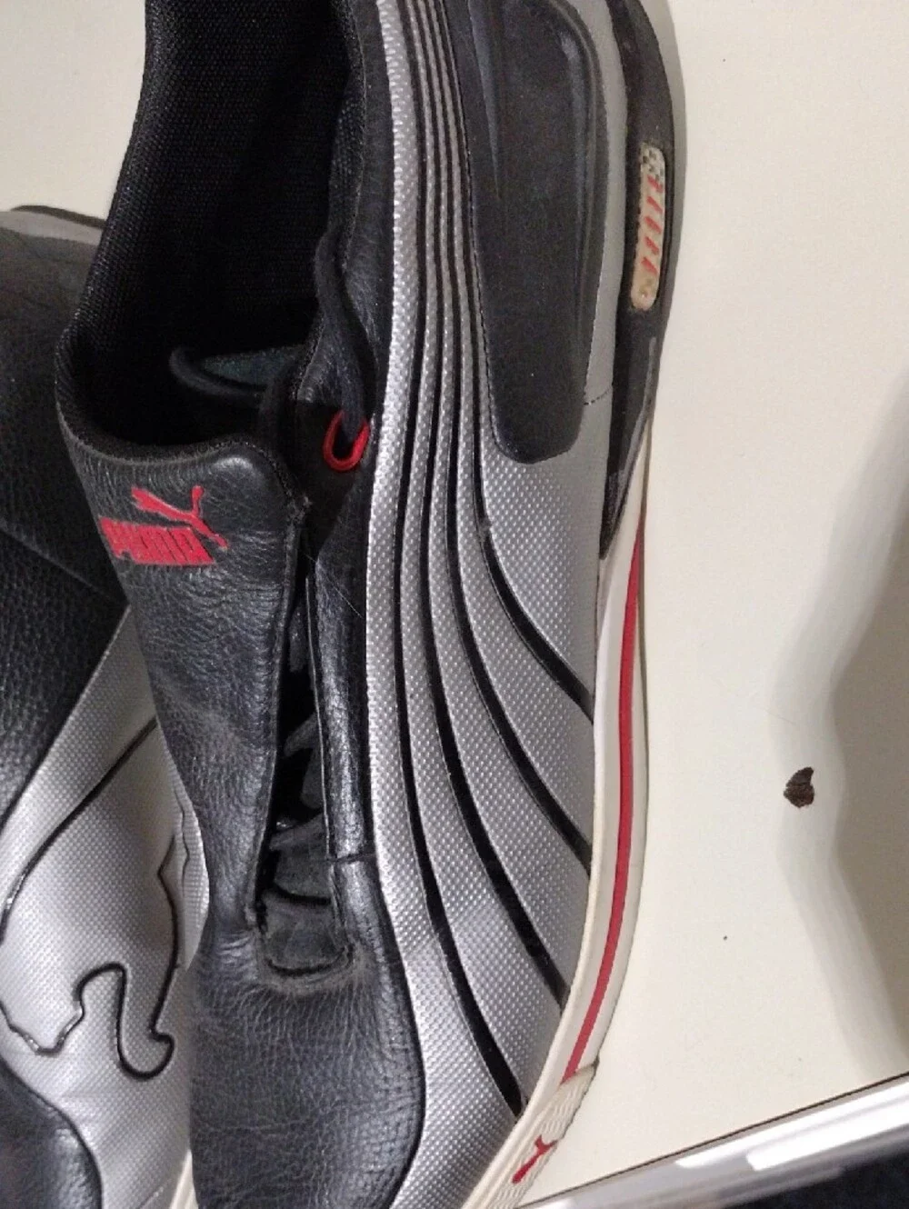 Men's Puma Redon Move Black, Silver & Red Slip-On Sneakers